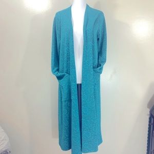 LuLaRoe Sarah Long Cardigan- Medium- Turquoise